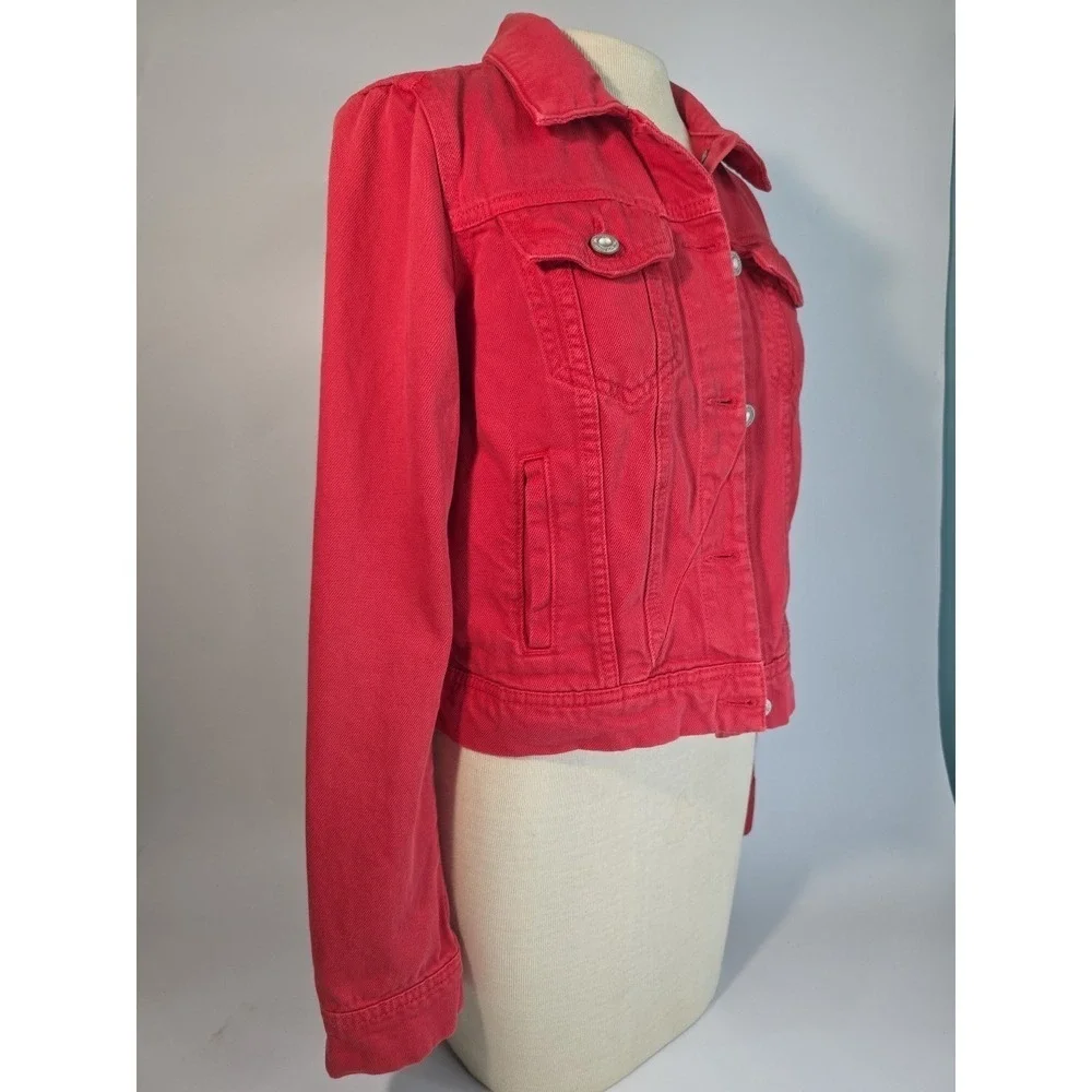Free People Women's Red Jean Jacket XS - Picture 3 of 11